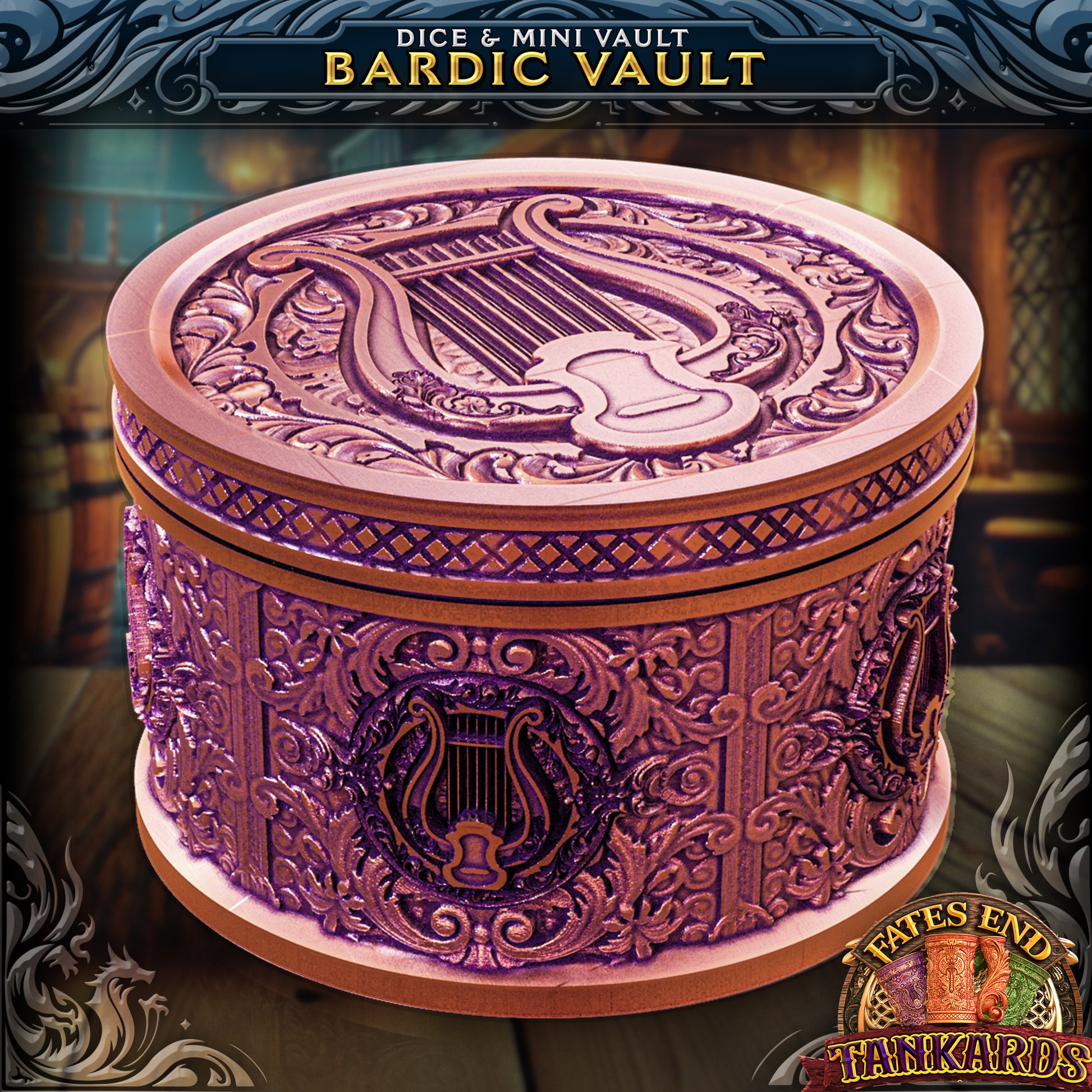 Bardic Drink Cozy and Dice Vault
