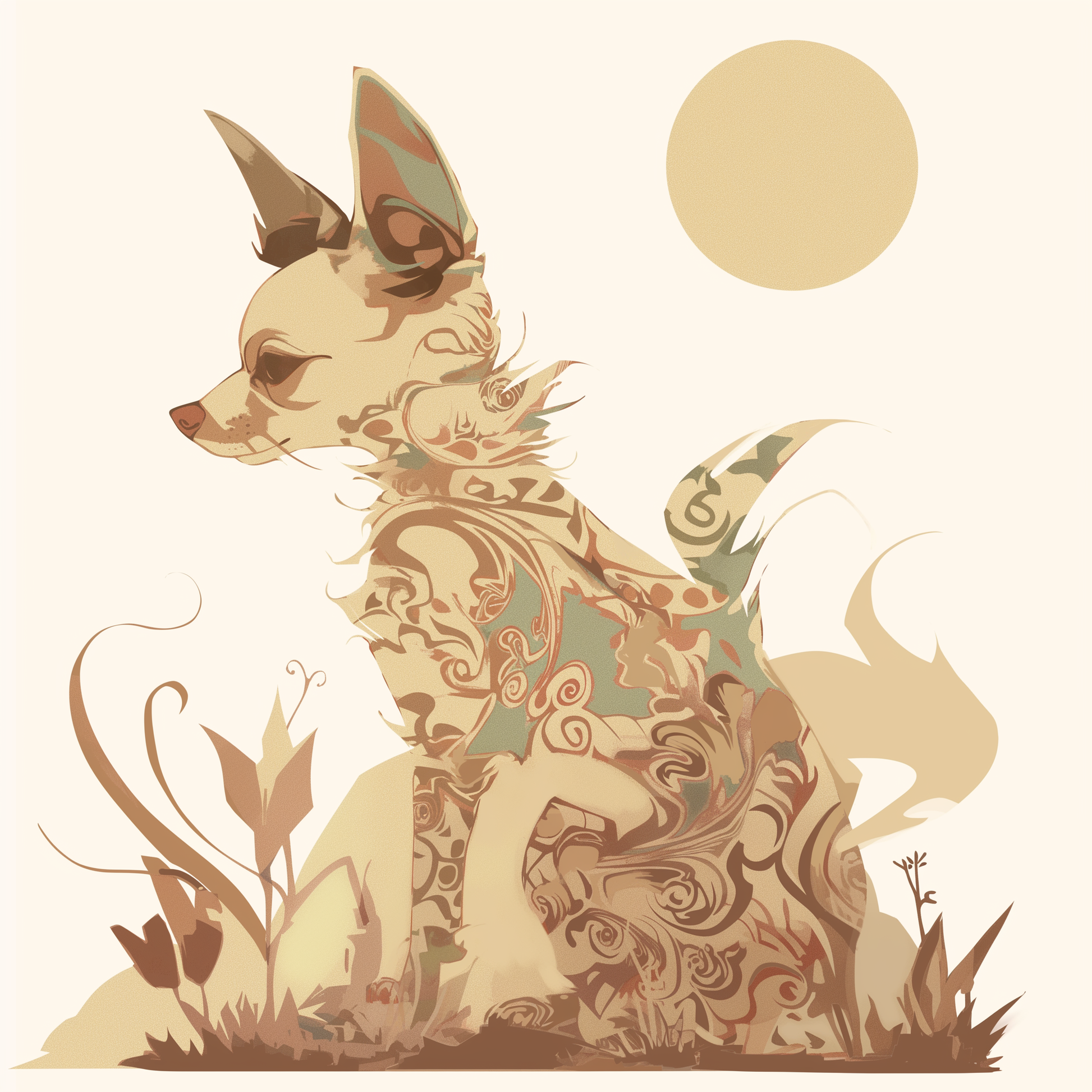 Chihuahua Moon Double Exposure Filament Painting