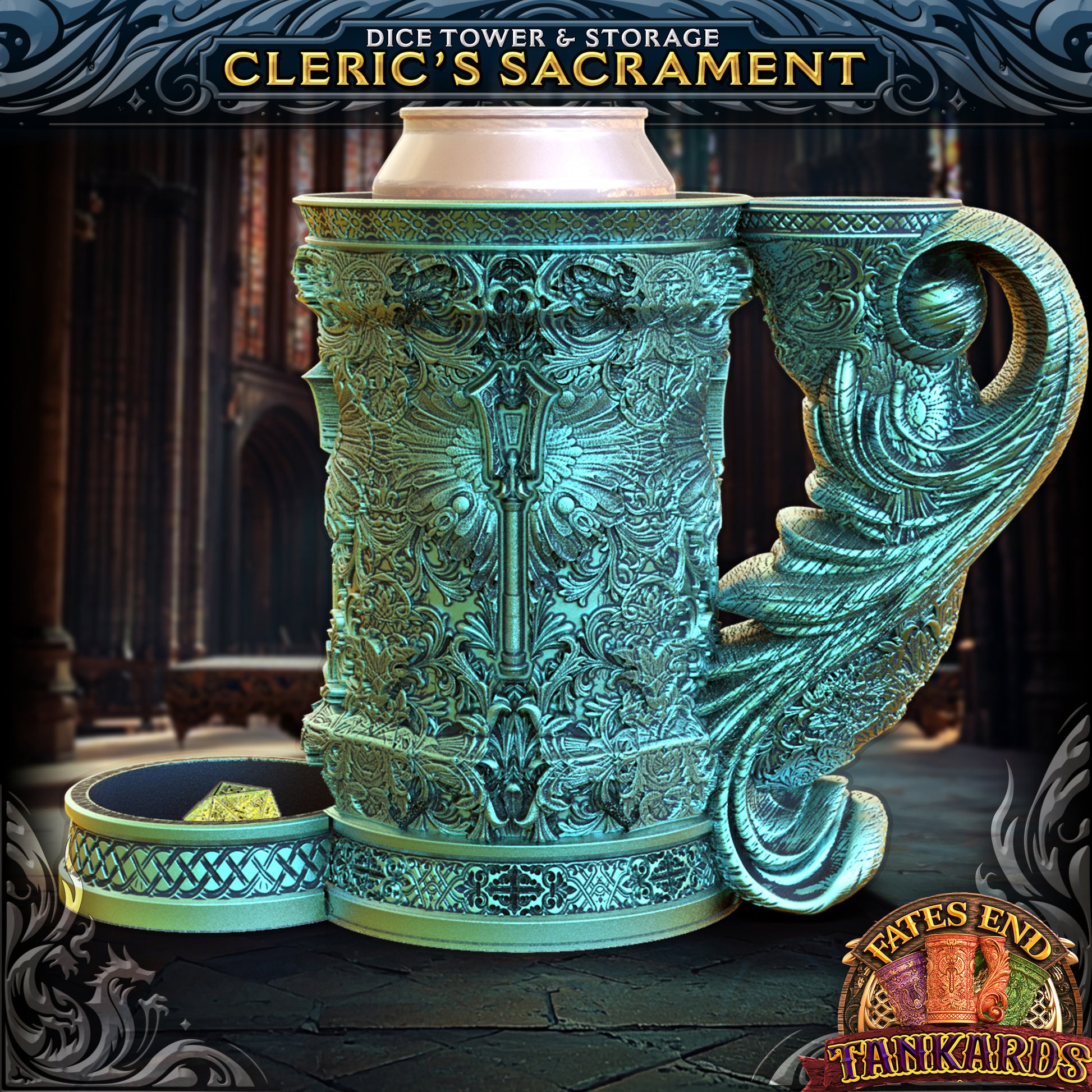 Cleric Drink Cozy and Dice Vault