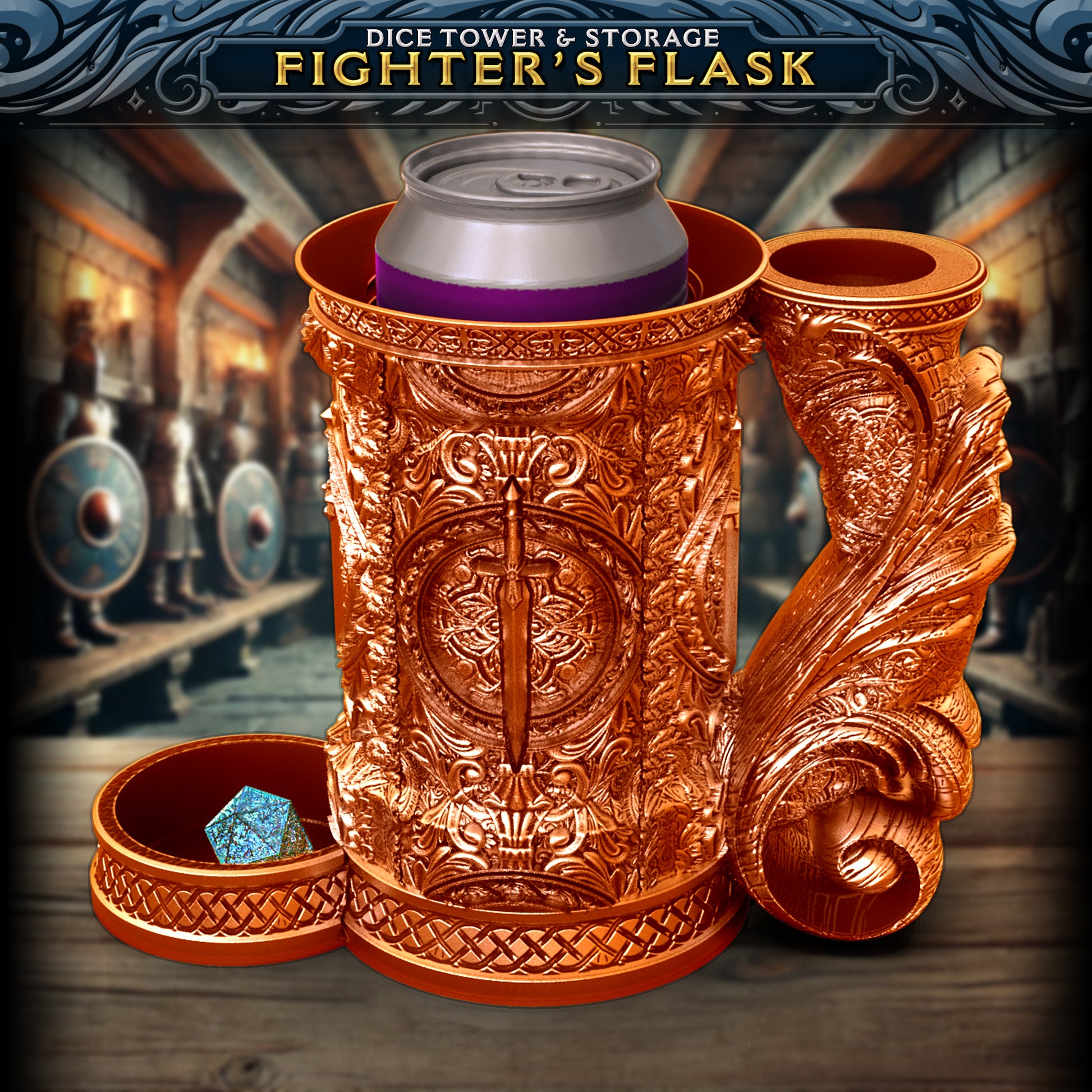 Fighter Drink Cozy and Dice Vault