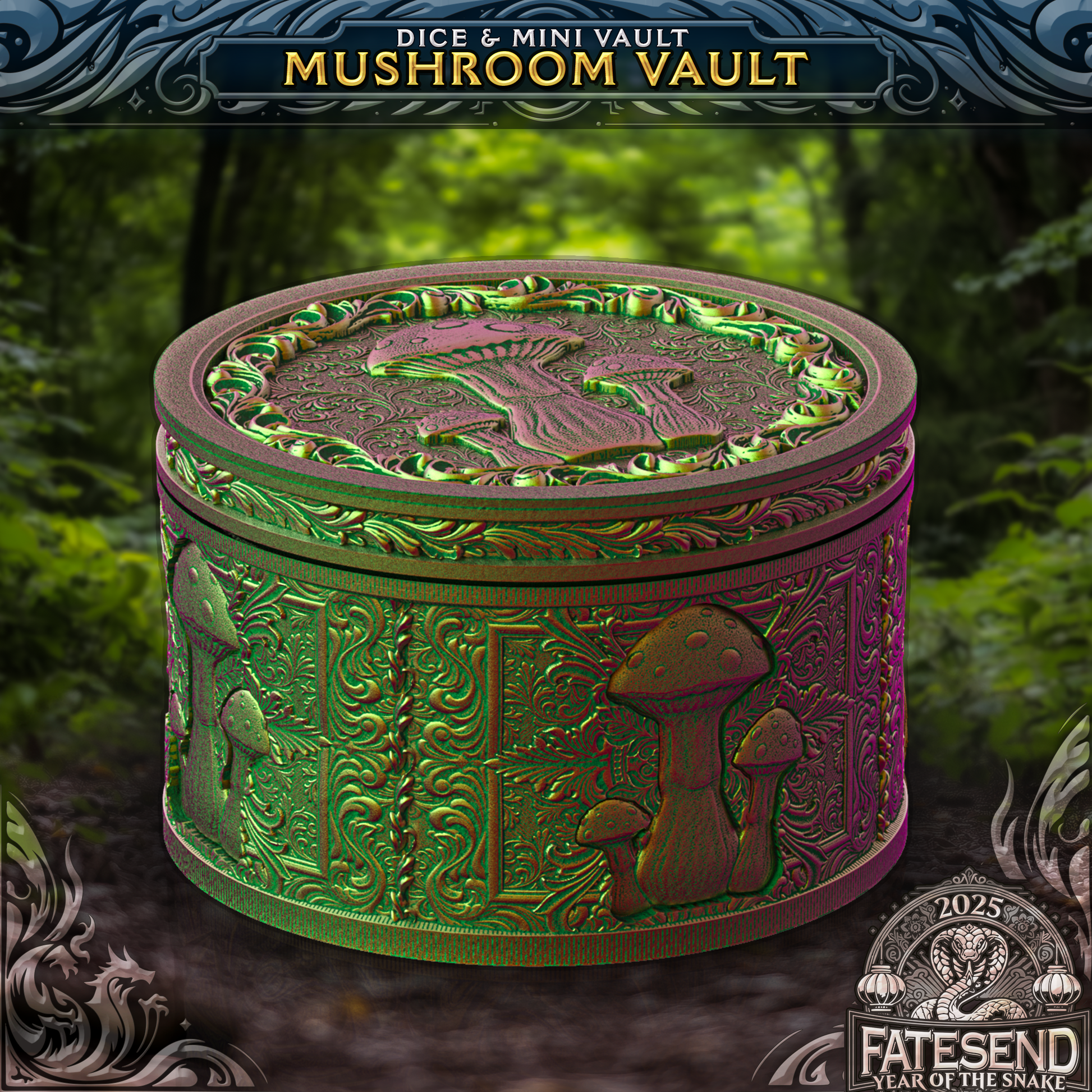 Mushroom Drink Cozy and Dice Vault